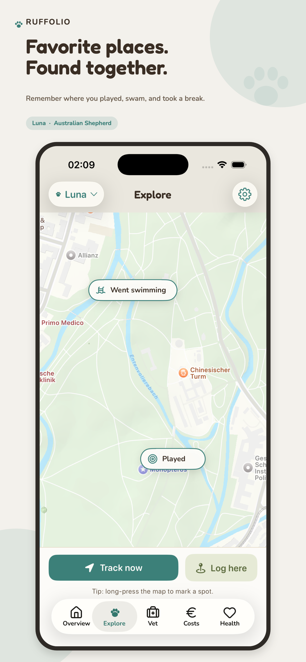 Favorite places on the Explore map