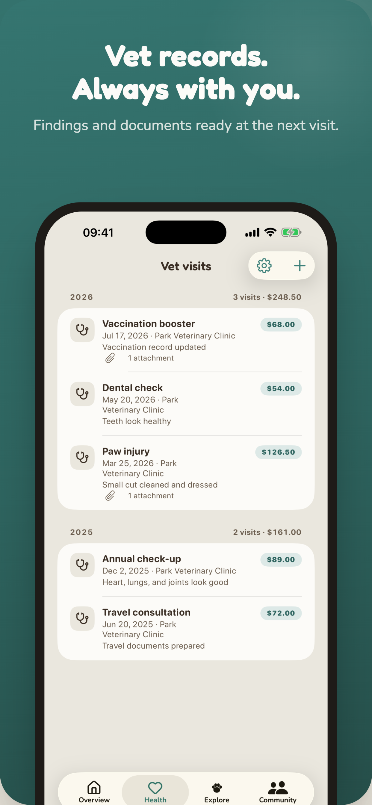 The vet record, always with you – findings and documents at hand