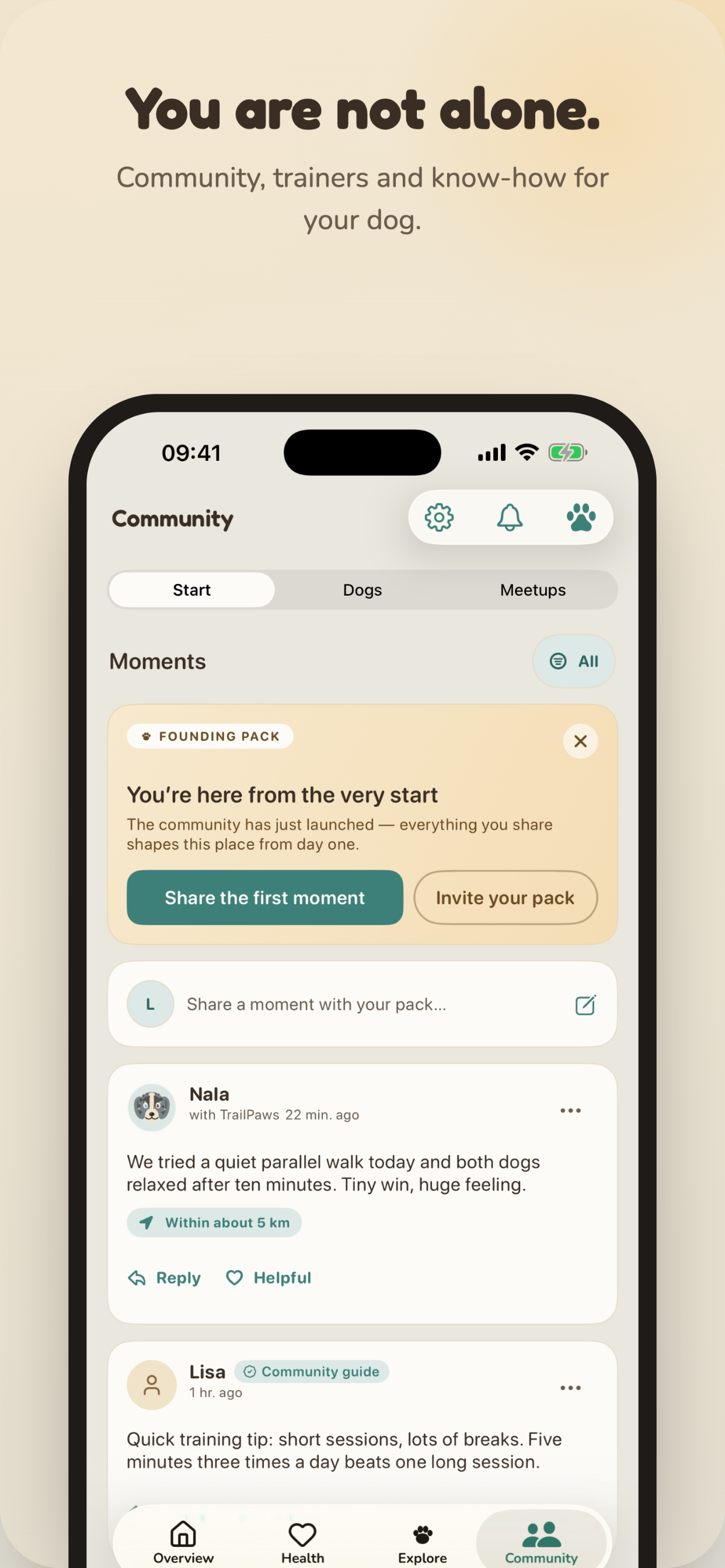 You are not alone – Community with moments, packs and meetups